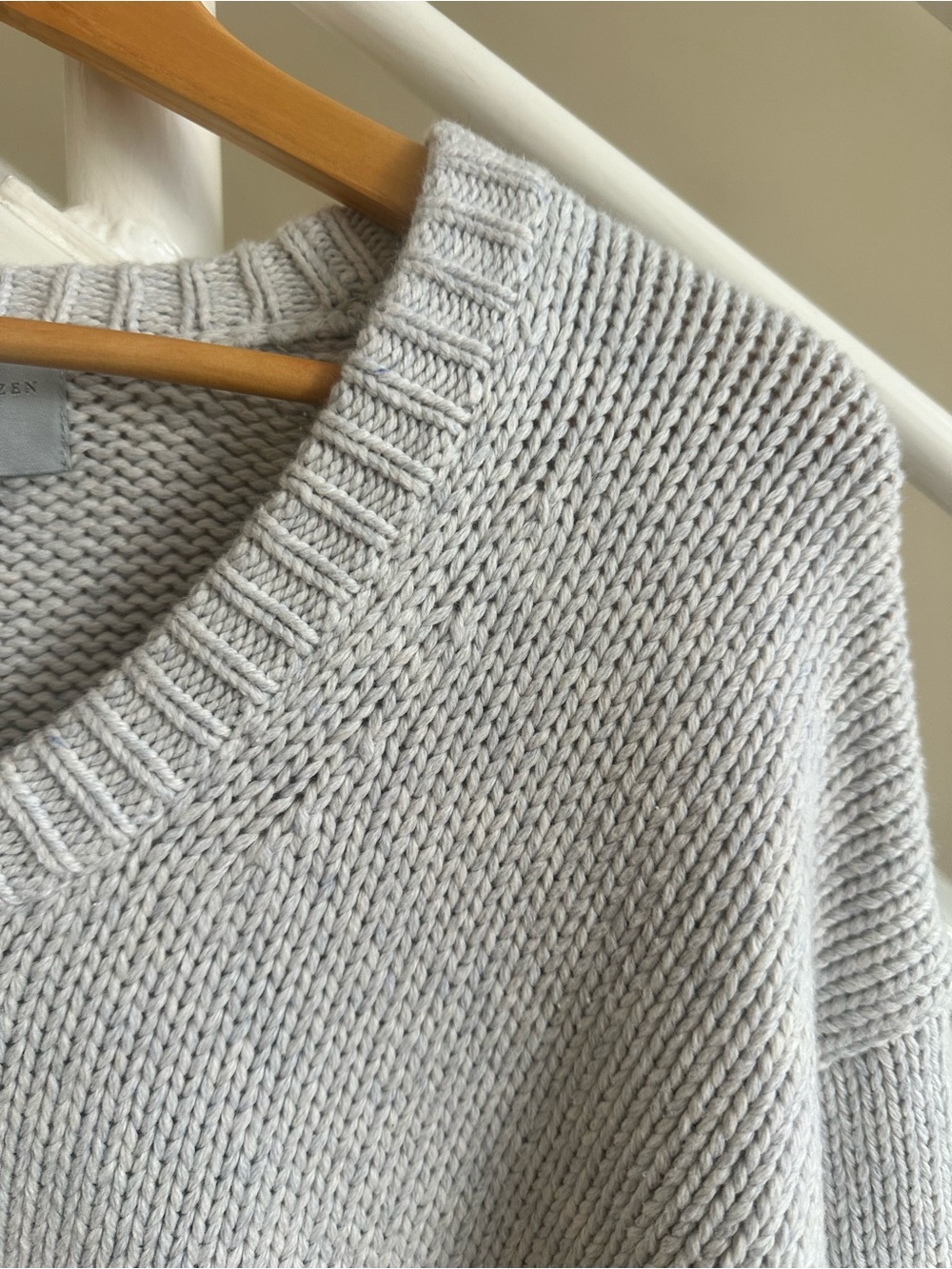 Modern Citizen Archie Deep U Scoop Neck Cotton Sweater Nimbus Light Gray Sze Med - Picture 7 of 16